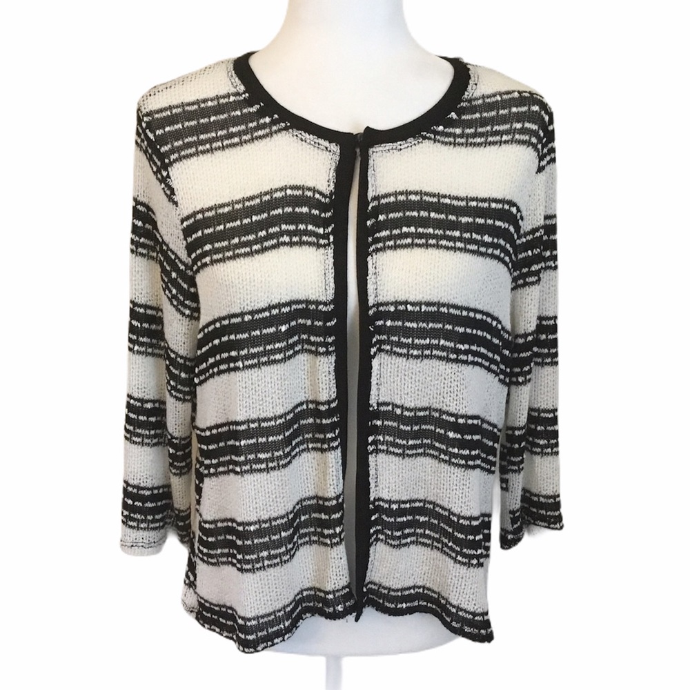 NWT Status by Chenault Cardigan Striped Sweater L